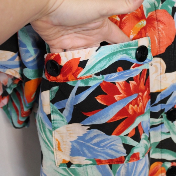 Gideon Oberson unisex Size 42 tropical hawiian floral print button shirt. - Picture 2 of 12
